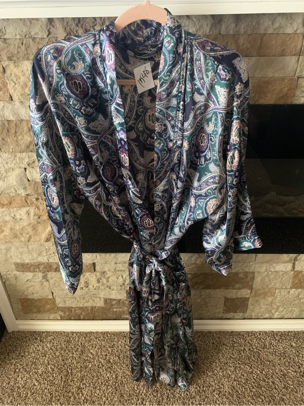 Dior Paisley Robe with Belt in Navy, Teal & Cream Old Money